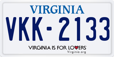 VA license plate VKK2133