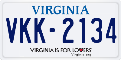VA license plate VKK2134