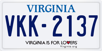 VA license plate VKK2137