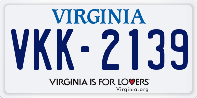 VA license plate VKK2139