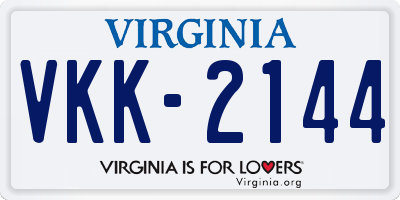 VA license plate VKK2144