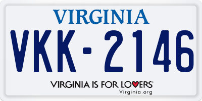 VA license plate VKK2146