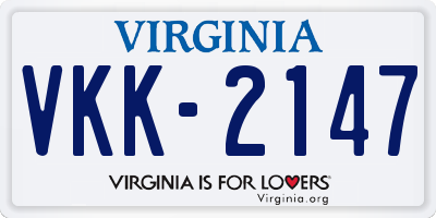 VA license plate VKK2147