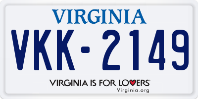 VA license plate VKK2149