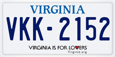 VA license plate VKK2152