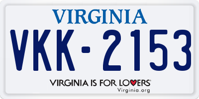 VA license plate VKK2153