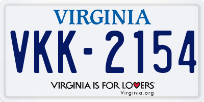 VA license plate VKK2154