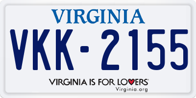 VA license plate VKK2155