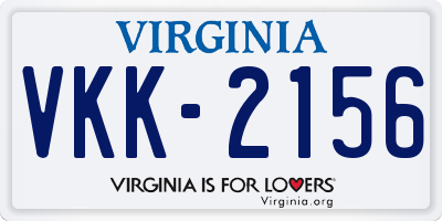 VA license plate VKK2156