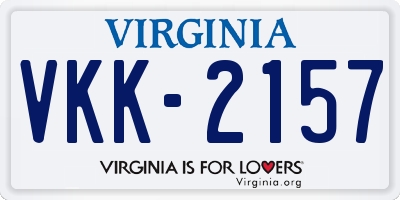 VA license plate VKK2157