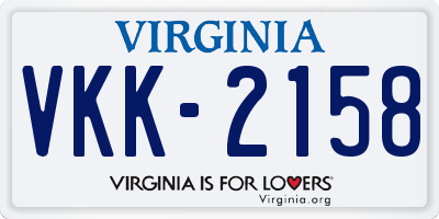 VA license plate VKK2158