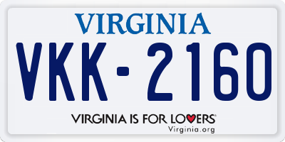VA license plate VKK2160