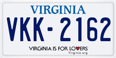VA license plate VKK2162