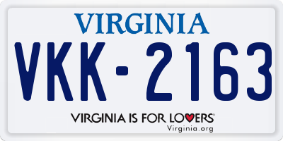 VA license plate VKK2163