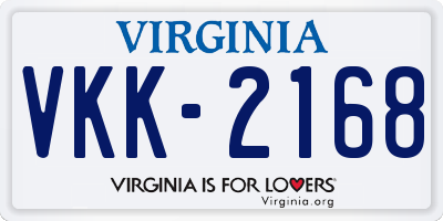 VA license plate VKK2168