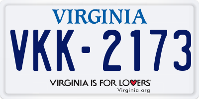 VA license plate VKK2173
