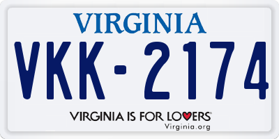VA license plate VKK2174