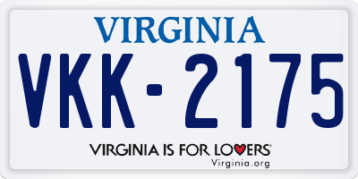 VA license plate VKK2175