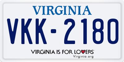 VA license plate VKK2180