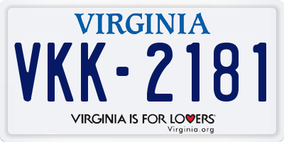 VA license plate VKK2181