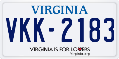 VA license plate VKK2183