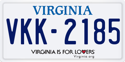 VA license plate VKK2185