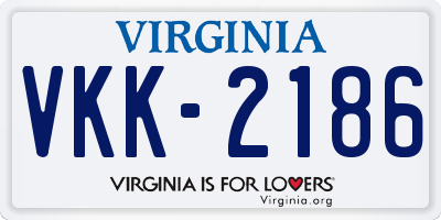 VA license plate VKK2186