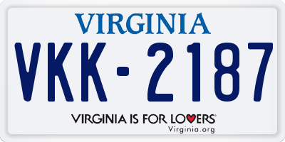 VA license plate VKK2187
