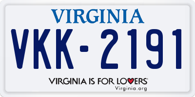 VA license plate VKK2191