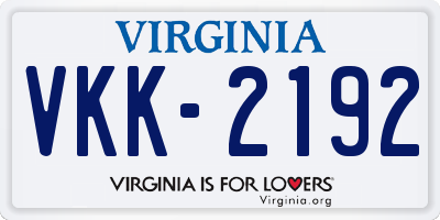 VA license plate VKK2192
