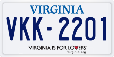 VA license plate VKK2201
