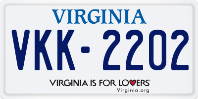 VA license plate VKK2202