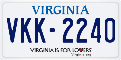 VA license plate VKK2240