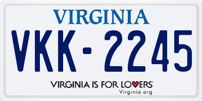 VA license plate VKK2245