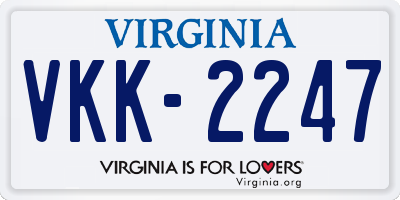 VA license plate VKK2247