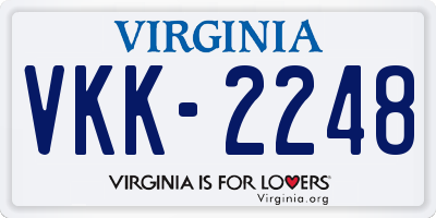 VA license plate VKK2248