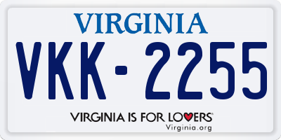 VA license plate VKK2255