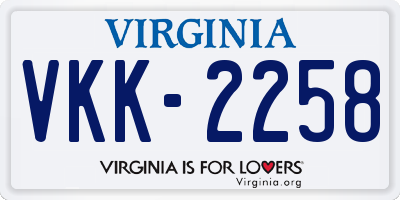 VA license plate VKK2258