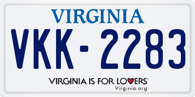 VA license plate VKK2283