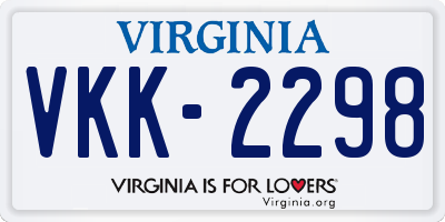 VA license plate VKK2298