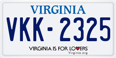 VA license plate VKK2325