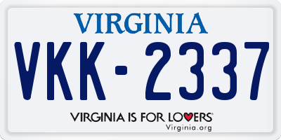 VA license plate VKK2337