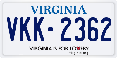 VA license plate VKK2362