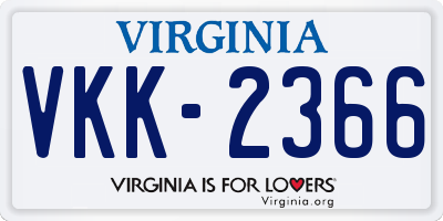 VA license plate VKK2366