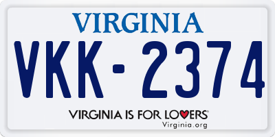 VA license plate VKK2374