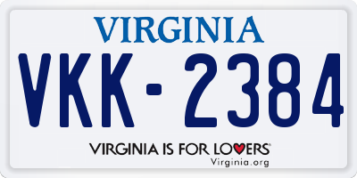 VA license plate VKK2384