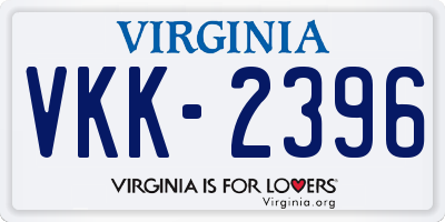 VA license plate VKK2396