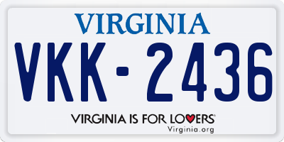 VA license plate VKK2436