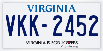 VA license plate VKK2452