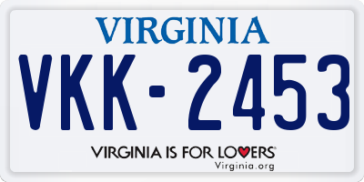 VA license plate VKK2453
